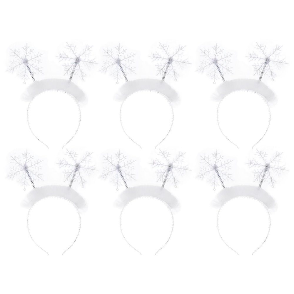 minkissy Christmas Decor 6pcs Snowflakes Head Boppers Christmas Snowflake Headband Snowflake Hair for Christmas Party Cosplay Supplies Girls Headbands