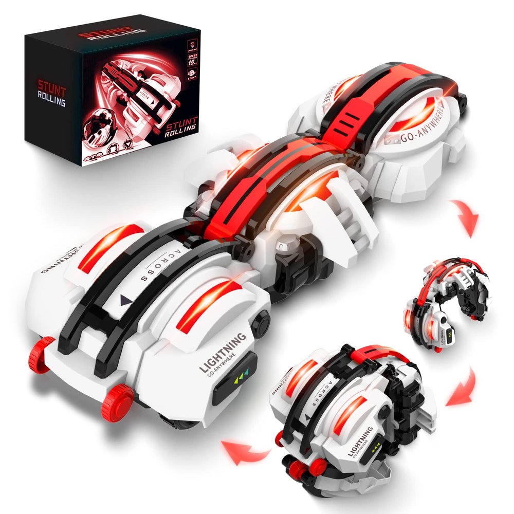BAZADER RC Car with LED Lights - Remote Control Car Snakes 360 Roll Toy, Birthday for Kids Age 7 8 9 10 11+ Year Old, 2 Batteries 60+min, Indoor/Outdoor Toy for 6-12 yr Teen Boys