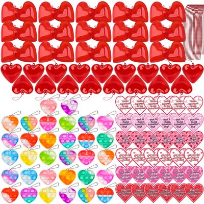 Aviski 30Pcs Kids Valentines Day Gifts for Classroom - Valentine Prefilled Hearts with Poppers Fidget Gift Tags for Toddlers Boys Girls Exchange Gifts, Party Favor Prizes, Valentines Greeting Gifts