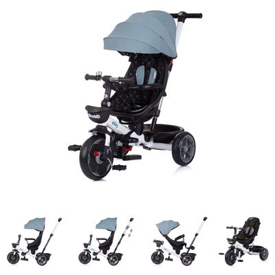 Chipolino 4-in-1 Pegas Adjustable Reversible Seat Push Bar Roof Tricycle, Colour: Green