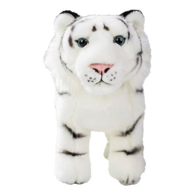 12 Standing Stuffed White Tiger for Boys & Girls, Safari Baby Shower Decorations, Soft Plush, Nursery Dcor, Huggable Soft Toys, Realistic Features, Elephant, Lion, Wolf, Rhino & More (White Tiger)