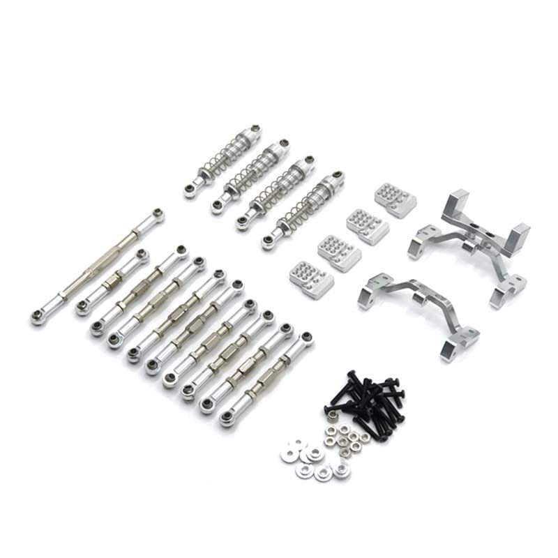 VGVCTX Metal Steering Link Rod Pull Rod Mounts Shock Absorbers Set for WPL C14 C24 C24-1 1/16 RC Car Upgrade Parts ( Color : Silver )