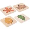 Kisangel Montessori Leaf Puzzle Set, 4Pcs Wooden Tree Identification Toys with Knobs for Toddler Cognitive Learning, Nature Exploration, and Preschool Educational Activities, Assorted Colors, 3.74 X 3 view 1