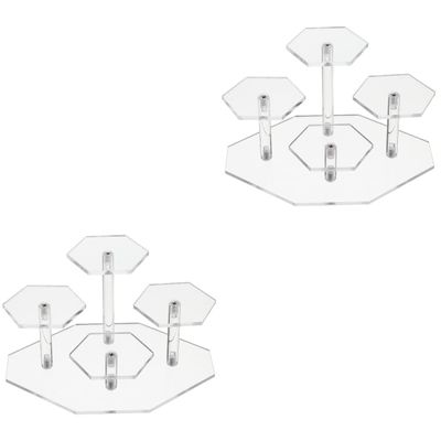 STOBAZA 2pcs Transparent Ladder Display Rack Jewelry Holder Stand Cake Stand Hexagonal Small Display Riser Action Figure Display Case Perfume Organizer Figure Stand Acrylic Doll Cosmetic
