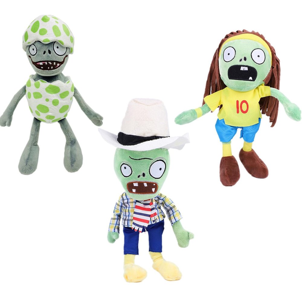 BASHERISE 3 PCS PVZ Plant and Zombies Plush Sets Toys White Hat Zombie, Eggshell Zombie,Jersey Zombie Plush Figure Doll, Great Gift for Christmas, Birthday New