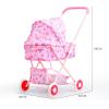 Almencla Folding Stroller Developmental Toys Alloy Miniature Detachable Pushchair Toy for Play House Outdoor Role Play Boys, Pink view 3