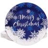 Whaline Christmas Paper Plates White Blue Snowflake Round Disposable Plates 9 Inch Merry Christmas Decorative Tableware for Christmas Winter Holiday Dinner Birthday Party Supplies, 24Pcs view 1