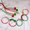 yfstyle Christmas Bell Necklaces and Bracelet Set Adjustable Christmas Bell Bracelet Red Green Jingle Bell Necklaces Bell Ornaments for Party-10pcs view 3