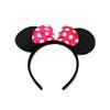 winvin Set of 24 Mouse Costume Deluxe Fabric Ears Headband White Polka Dots Bow Boys Girls Birthday Party Hairs Accessories Baby Shower Headwear Halloween Party Favors Decorations (Black Rose Red) view 2