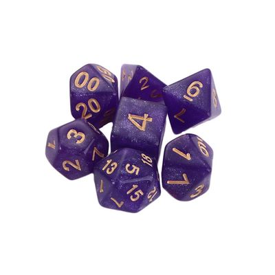 7 Pcs/Set Star Shine Glitter Polyhedral Dice Set D4 D6 D8 D10 D% D12 D20 Game Toys Playing Games Glitter Galaxy Dice(Glitter Purple)