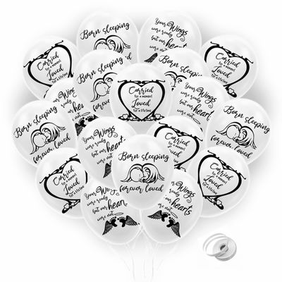 18 Pcs Baby Loss Remembrance Latex Balloons - Infant Memorial Angel Bereavement Balloons for Loved Ones in Loving Memory