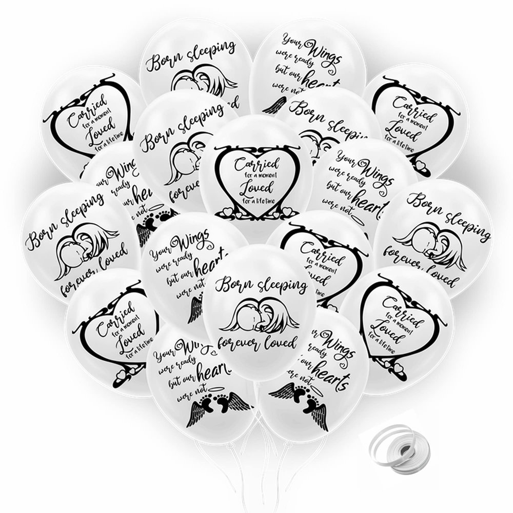 18 Pcs Baby Loss Remembrance Latex Balloons - Infant Memorial Angel Bereavement Balloons for Loved Ones in Loving Memory