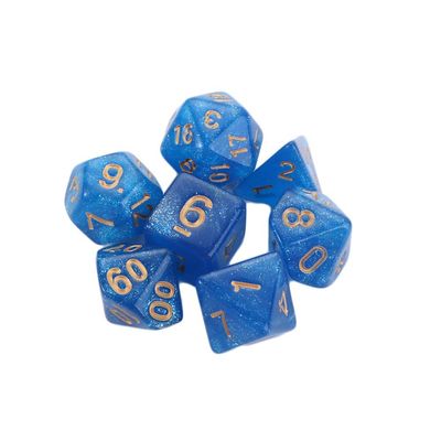 7 Pcs/Set Star Shine Glitter Polyhedral Dice Set D4 D6 D8 D10 D% D12 D20 Game Toys Playing Games Glitter Galaxy Dice(Glitter Light Blue)