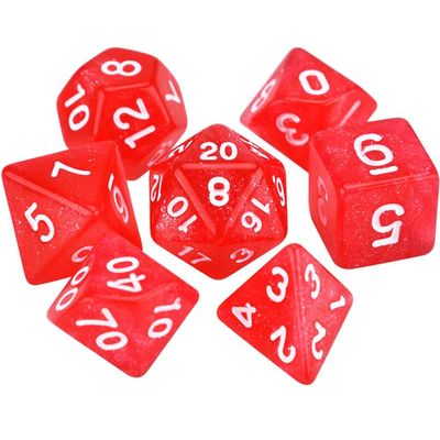 7 Pcs/Set Star Shine Glitter Polyhedral Dice Set D4 D6 D8 D10 D% D12 D20 Game Toys Playing Games Glitter Galaxy Dice(Glitter Pink)