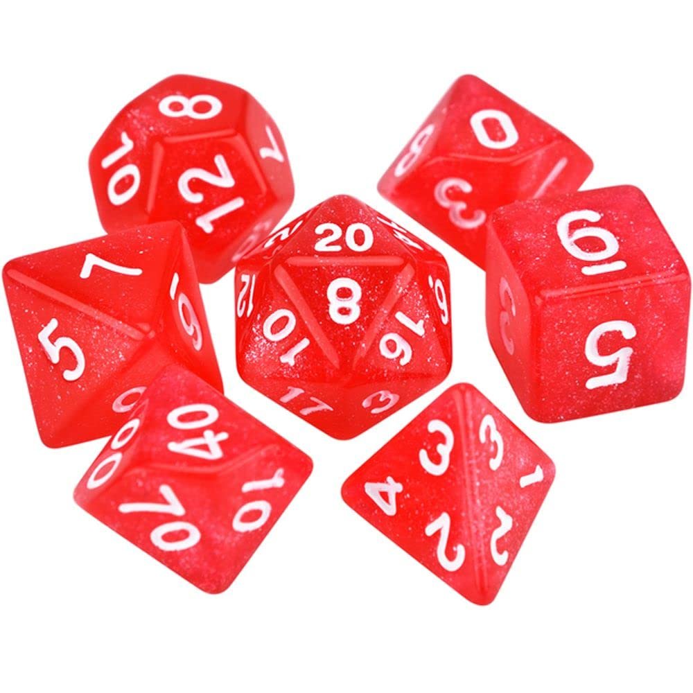 7 Pcs/Set Star Shine Glitter Polyhedral Dice Set D4 D6 D8 D10 D% D12 D20 Game Toys Playing Games Glitter Galaxy Dice(Glitter Pink)