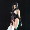 Fremego 1/6 Scale Female High Fork Leather Coat Bodysuit Clothes for 12inch PH TBL JO Female Action Figure Body (Black) view 2
