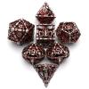 HNCCESG Hollow Grim Reaper Metal DND Dice Set,7-Piece Polyhedral RPG Dice, 3D Hollow Skeleton Design (Blood Red Numbers) view 2