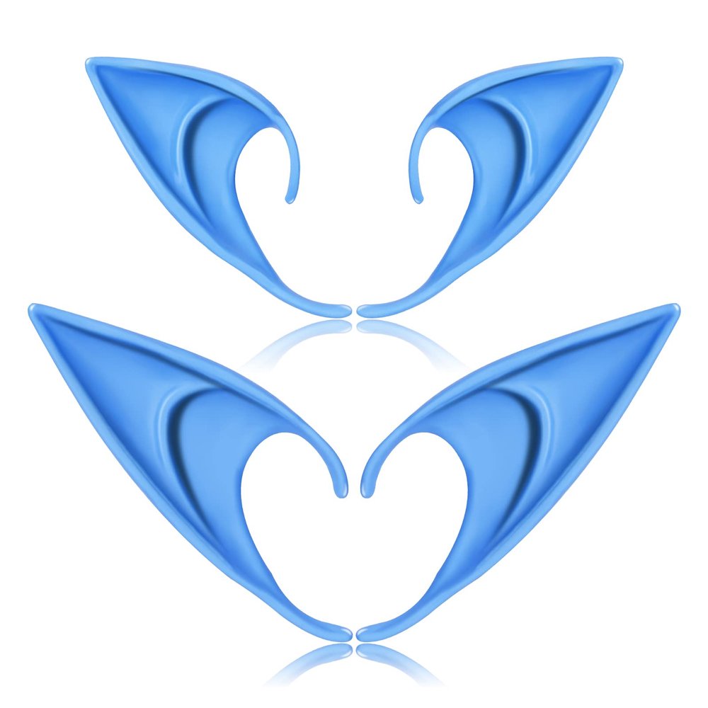 FRESHME Renaissance Accessories Fairy Elf Ears - 2 Pairs Blue Elven Vampire Fairy Ears Makeup Renaissance Cosplay Dress Up Halloween Christmas Masquerade Costume Accessories