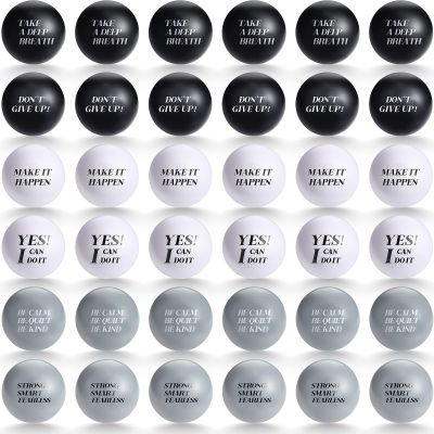 Jerify 60 Pcs Motivational Stress Balls Quote Relief Ball 1.57' Inspirational Foam Stress Ball Bulk Small Anxiety Hand Exercise Balls for Kids Teens Adults Relieve Anxiety Party(Black, White, Gray)