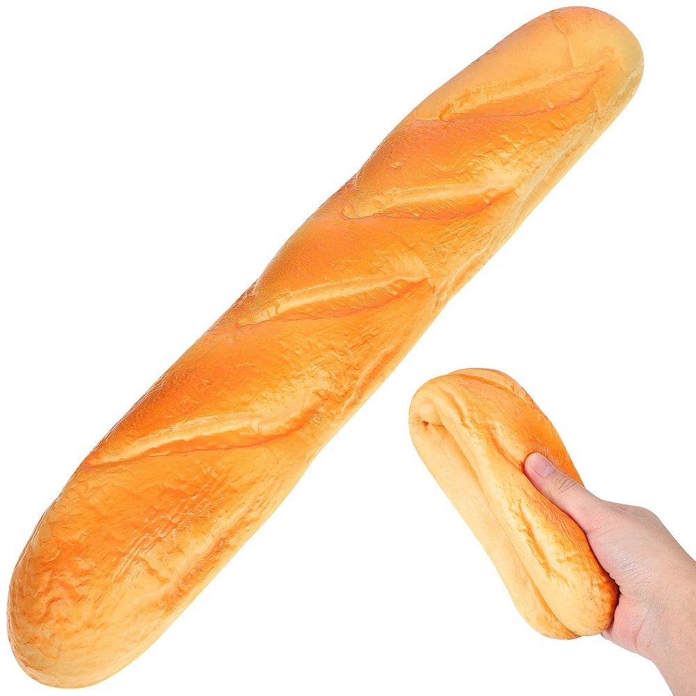 Realistic French Baguette - 13.7" Large Artificial Bread for Display, Soft Squeezable Fake Food Prop for Home Kitchen Bakery Decor, Lifelike Simulation Bread Loaf, Professional Photo Props & Window