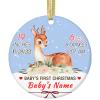 Baby First Personalized Christmas Photo Ornament,Custom Ceramic Christmas Ornaments with Name Text Picture Customized Xmas Tree Decor Newborn Baby Girl Boy Keepsake Gifts - Round Shape view 1