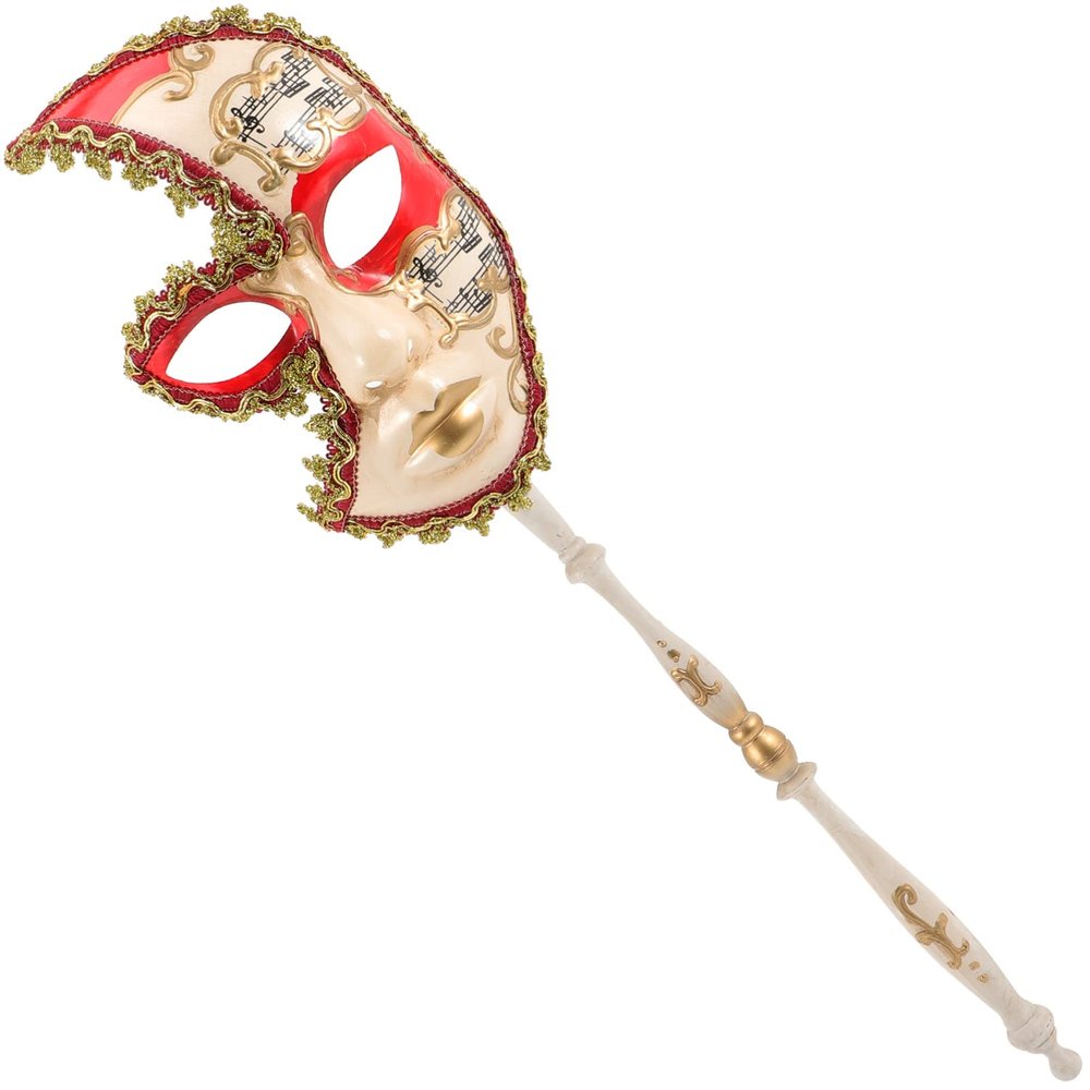 Amosfun Venetian Masks Party Half Face Mask Party Mask on Stick Handheld Masquerade Photo Prop Mardi Gras Masks