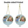 Baby First Personalized Christmas Photo Ornament,Custom Ceramic Christmas Ornaments with Name Text Picture Customized Xmas Tree Decor Newborn Baby Girl Boy Keepsake Gifts - Round Shape view 2