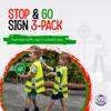 Liontouch - Stop & Go Signs, 3-Pack, Red & Green | 1+ Year - 8.9 x 5.5 in | Durable & Reversible Lollipop-Shaped Foam Paddle for School Patrolling Kids | for Teaching Children Traffic & Street Safety view 2