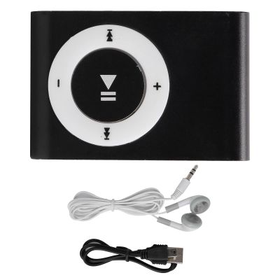 Mini Music Player, Portable Digital Music Media Player MiniMP3 BackClip Player with Earphone and USB Cable(Black)