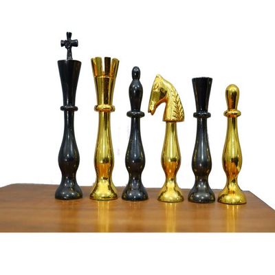 Artistic Handcrafted Metal Chess Pieces Only | Brass Metal Luxury Chess Set | Quad Weighted Royal Chess Set