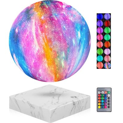 VGAzer Levitating Moon Lamp Galaxy Light, 3D Printed 20 Colors Modes Magnetic Night Light,360 Auto-Rotation Floating Moon Lamp for Chirstmas Gifts Desk Lamp