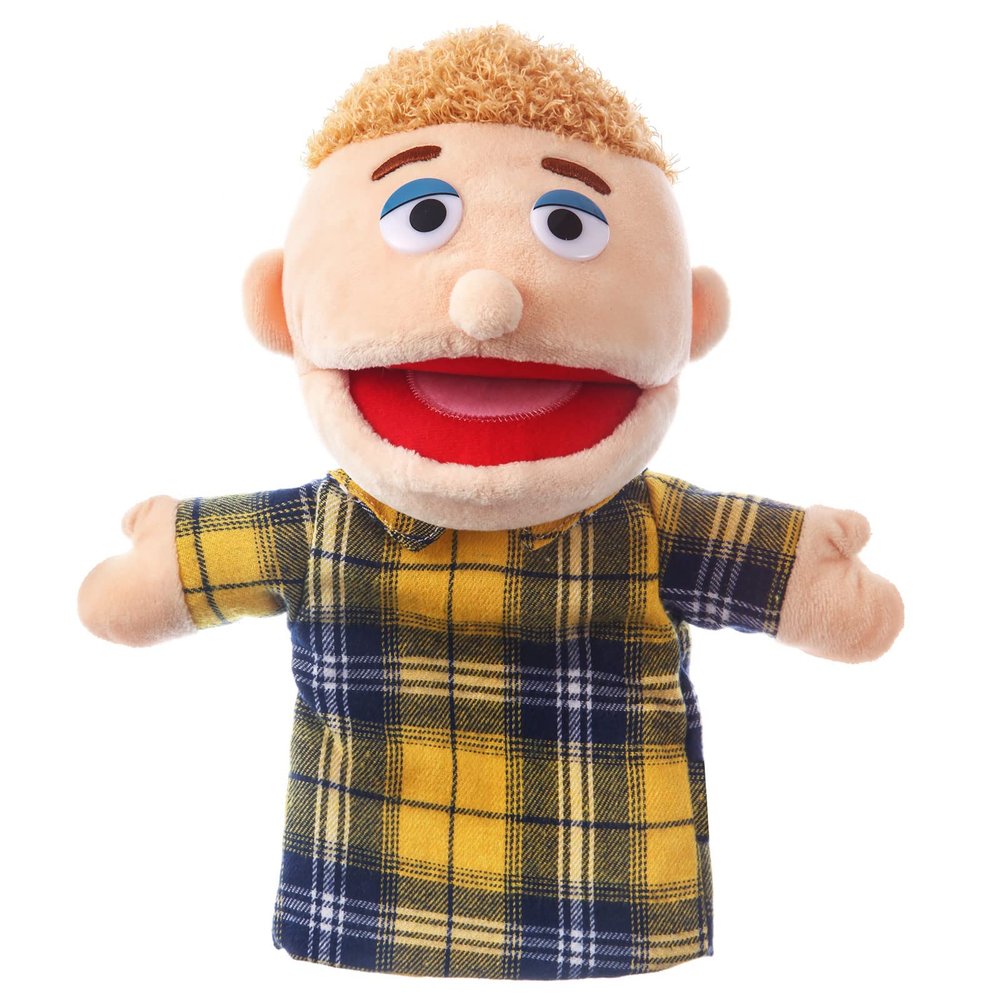 1 Pcs Family Hand Puppets 12 Inch Grandparents, Mom & Dad, Brother & Sister Plush Hand Puppet Toys Role-Play Toy Puppets for Kids Storytelling Imaginative Pretend Play Teaching Preschool(Brother)