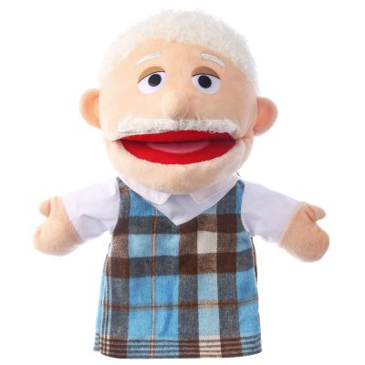 1 Pcs Family Hand Puppets 12 Inch Grandparents, Mom & Dad, Brother & Sister Plush Hand Puppet Toys Role-Play Toy Puppets for Kids Storytelling Imaginative Pretend Play Teaching Preschool(Grandfather)