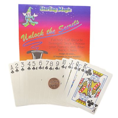 Ted's Sterling Magic Bicycle Svengali Deck Trick in Blue Back, Clubs Suit, Choose Your Force Card (King)