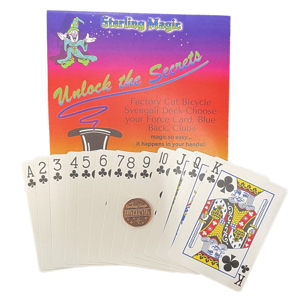 Ted's Sterling Magic Bicycle Svengali Deck Trick in Blue Back, Clubs Suit, Choose Your Force Card (Ten)