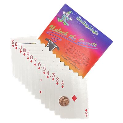 Ted's Sterling Magic Bicycle Svengali Deck Trick in Red Back, Diamonds Suit, Choose Your Force Card (Six)