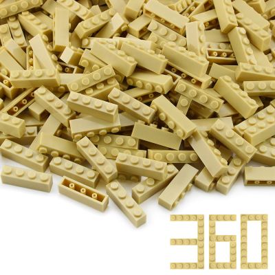 Feleph 360 Pieces 1x4 Bricks Tan Classic Parts Bulk Building Creative Play Blocks Set Toy Basic Accessories Compatible with 3010 3066 Major Brands