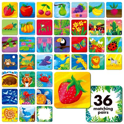 Memory Matching Game, 72 PCS Nature Theme Matching Cards for Toddlers 36 Pairs Memory Cards for Preschool 4 5 6 Years Old