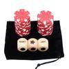 Bilywey Upgrade Left Right Center Dice Game Set with 3Pcs Beech Wood Dices + 36Pcs 11.5g Poker Chips (Red) view 1