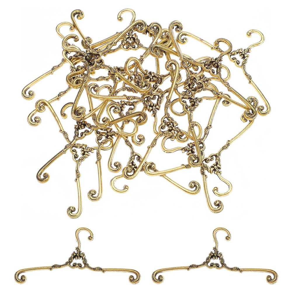 Ipetboom 24pcs Miniature Clothes Hangers - 1.6In Mini Doll House Garment Dress Up Metal Rack - Wire Outfit Holders Accessories for Dollhouse Wardrobe Baby Shower Supplies