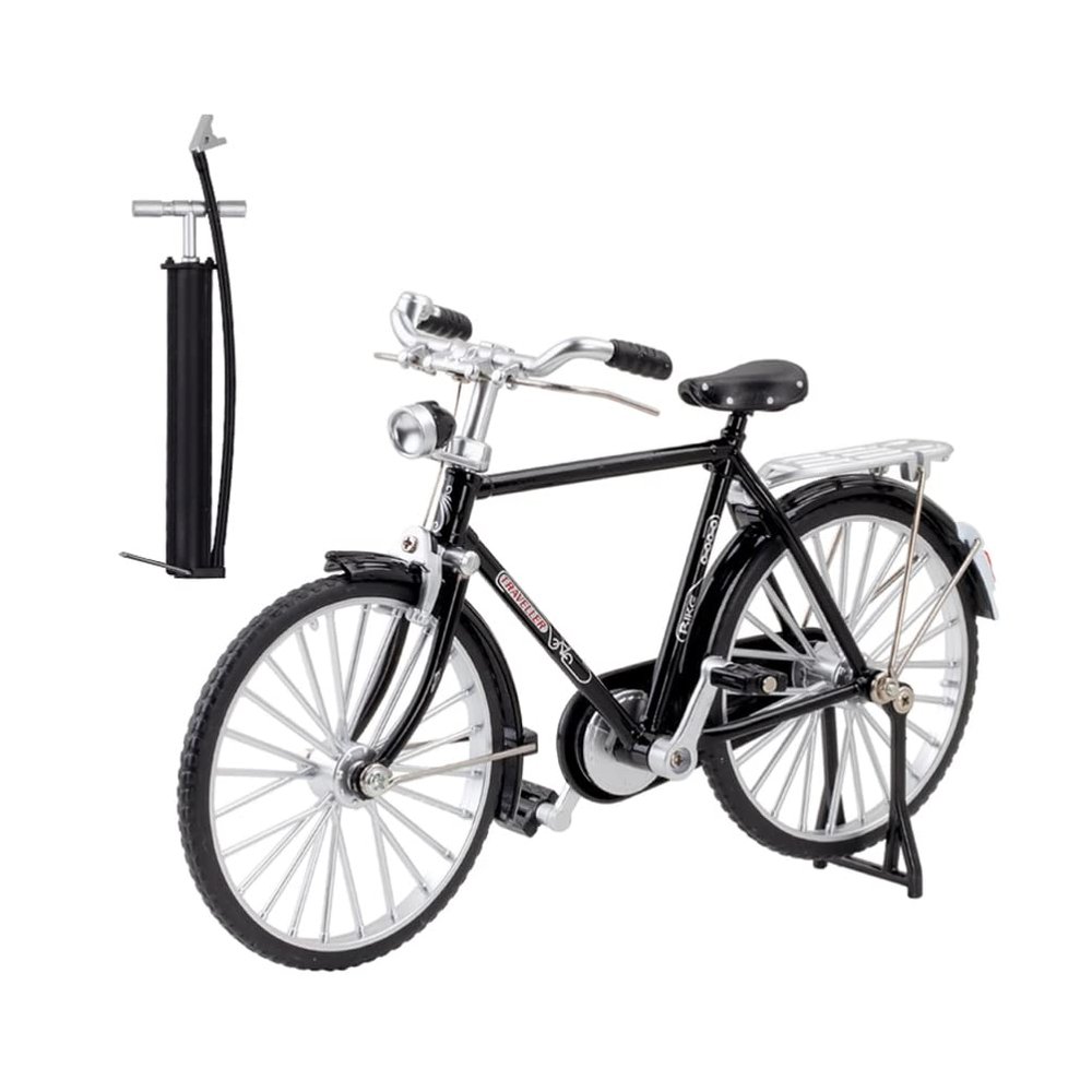 Mini Model 1:10 Simulation Bike Model with Inflator Alloy Miniature Bike Finger Bike Decoration for Collections Bookshelf Decor
