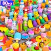 80PCS Mini Animal Erasers for Kids Bulk Small Toys, 3D Cute Erasers Desk Pets Treasure Box Toys Prizes for Classroom School Supplies Teacher Must Haves Students Gifts Kids Party Favors, Random view 1