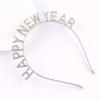 Soochat Happy New Year Headband Tiara Sparkly Rhinestones Happy New Year Hair Hoop Crystal Headpieces for New Year Eve Party Supplies Favors (Silver) view 3