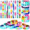 Batiyeer 50 Pcs Silicone Charm Bracelet Bulk 100th Day of School Silicone Bracelets 8 Inch Adjustable Colorful Rubber Wristbands Hold the Shoe Student Valentine Gift Rewards Classroom Party Supplies view 1