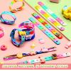 Batiyeer 50 Pcs Silicone Charm Bracelet Bulk 100th Day of School Silicone Bracelets 8 Inch Adjustable Colorful Rubber Wristbands Hold the Shoe Student Valentine Gift Rewards Classroom Party Supplies view 2