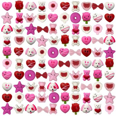 Anditoy 100 PCS Valentines Day Mochi Squishy Toys Squishies for Kids School Class Classroom Valentines Day Cards Gifts Prizes Party Favors