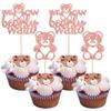 Gyufise 24Pcs We Can Bearly Wait Cupcake Toppers Rose Gold Glitter Bear Cupcake Picks Baby Shower Cake Decorations for Gender Reveal Theme Baby Shower Kids Birthday Party Supplies view 1