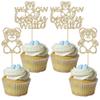 Gyufise 24Pcs We Can Bearly Wait Cupcake Toppers Champage Gold Glitter Bear Cupcake Picks Baby Shower Cake Decorations for Gender Reveal Theme Baby Shower Kids Birthday Party Supplies view 1