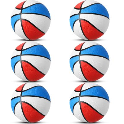 Vinsot 6 Pack Mini Rubber Basketballs 7 Inch Red, White and Blue Basketball Bulk Small Basket Balls for Indoor, Outdoor, Pool Parties, Game Party Favors