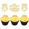 Gyufise 24Pcs We Can Bearly Wait Cupcake Toppers Gold Glitter Bear Cupcake Picks for Gender Reveal Baby Bear Theme Baby Shower Kids Birthday Party Cake Decorations Supplies view 1